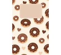 Dense Minimalist Donut Notebook: Tiny Chocolate-Glazed Donuts & Hearts, Scandi Style, 6x9 Lined Journal