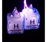 densità del cubo, 1 cubo di vetro di gas raro, cubo di elementi idrogeno, azoto, ossigeno, elio, neon, argon, kripton, xeno(Hydrogen H)