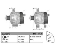 DENSO DAN2043 Alternatore per ARMATRAC,BASAK,HATTAT,KIOTI,LANDINI,MASSEY FERGUSO