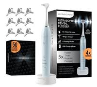 DENSONIC Kit filo interdentale elettrico con raschietto per lingua, senza acqua, nessun disordine, filo interdentale facile da scivolare per la cura delicata delle gengive, Sonic Power senza fili, 50