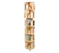 Densony Libreria girevole a 6 livelli a 360°, scaffale angolare di alta qualità in legno a 6 livelli, organizzatore multifunzionale per libri e souvenir, per bambini e adulti