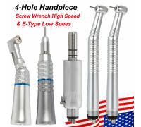 Dental 4 Hole Low High Speed Handpiece Kit Contra Angle Motor KPZ