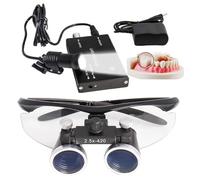 Dental Binocular Loupes, 2.5X / 3.5X Magnification Working Distance 420mm Safety Goggle, Ultra-lightweight Dental Surgical Loupe Lab Equipment, With Wireless 5W Headlamp & Filter,Black-2.5X