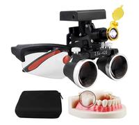 Dental Magnifying Glasses, 2.5X/3.5X 420mm Dental Loupe Magnifier Binocular Magnifier Dental Surgery Loupe with 5W LED Head Light, Dental Lab Medical Loupes,Lente D'Ingrandimento Dentale,Black-2.5X
