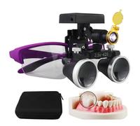Dental Magnifying Glasses, 2.5X/3.5X 420mm Dental Loupe Magnifier Binocular Magnifier Dental Surgery Loupe with 5W LED Head Light, Dental Lab Medical Loupes,Lente D'Ingrandimento Dentale,Purple-2.5X