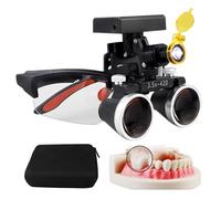 Dental Magnifying Glasses, 2.5X/3.5X 420mm Dental Loupe Magnifier Binocular Magnifier Dental Surgery Loupe with 5W LED Head Light, Dental Lab Medical Loupes,Lente D'Ingrandimento Dentale,Black-3.5X