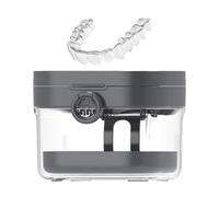 Dentatura Soaking Container, Dentatura Bath Box, Teeth Cleaning Mirror Kit, Protective Lid, Tool Organizer, Travel Night Guard Storage for Kids, Teens, Elderly, 3,62 x 2,8 x 3,78 pollici, grigio, Se