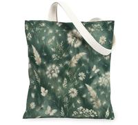 Dente di leone Canvas Tote Bag per le donne, natura bohemien farfalla fiore primavera verde lavabile riutilizzabile piccole borse tote idee, Verde, 13x15 Inch