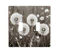 Dente di leone doppio interruttore della luce, natura minimalista erba fiore primavera in plastica nera dimensioni standard interruttore interruttore luce copertura per la casa soggiorno camera da