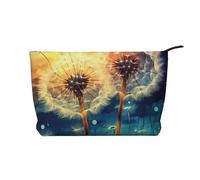 Dente di leone fai da te disegno vernice velluto a coste trucco borsa organizer da viaggio borsa cosmetica borsa grande ampio sacchetto aperto, Nero , Taglia unica