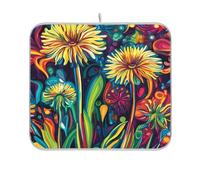 Dente di leone psichedelico colorato tappetino asciugatura piatti cucina pad per contatore asciugatura opaco cucina bancone assorbente tappetino 16 x 18