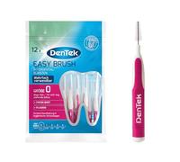 DenTek Easy Brush - 12 spazzole interdentali, ISO/misura 0, extra fine, per spazi interdentali molto stretti, con sapore di menta e tappo di protezione igienico