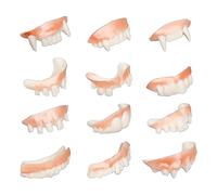 Denti da vampiro, 12 pezzi, lavabili, artificiali, puntelli di scena | Morsetto per feste in costume, cosplay, feste a tema horror, feste di compleanno, moda quotidiana, feste in maschera