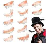 Denti da vampiro, 12 pezzi, lavabili e realistici, per protesi | Protesi dentali da vampiro per adulti, feste in costume di Halloween, cosplay, moda quotidiana e feste in maschera