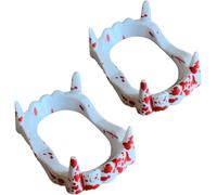 Denti da Vampiro Dentiera Dracula Halloween Plastica 2 Pezzi Bianco Senza Colla