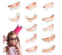 Denti da vampiro per adulti lavabili 12 pezzi protesi realistici | Denti da vampiro realistici per bambini, oggetti di scena di Halloween, feste in costume, convegni di cosplay, tema horror