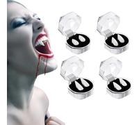Denti da vampiro retrattili per Halloween, 4 coppie, non irritano le gengive, riutilizzabili, per lupo mannaro, Halloween, feste, carnevale, cosplay, decorazione, 13 mm, 15 mm, 17 mm, 19 mm