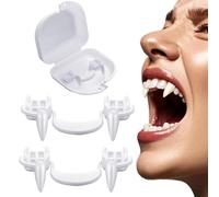 Denti da vampiro, zanne da vampiro, 2 pezzi di zanne da vampiro retrattili, zanne da vampiro zombie realistiche e retrattili, non graffiano le gengive, denti telescopici per feste di Halloween