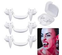 Denti da vampiro, zanne da vampiro, 3 pezzi di zanne da vampiro retrattili, zanne da vampiro zombie realistiche e retrattili, non graffiano le gengive, denti telescopici per feste di Halloween