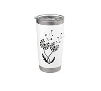 Denti di leone che soffia nel vento con cuori carini Bicchiere termico in acciaio inox doppia parete