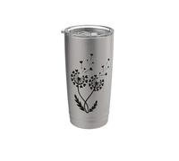 Denti di leone che soffia nel vento con cuori carini Bicchiere termico in acciaio inox doppia parete