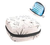 Denti di leone fiori e foglie su sfondo chiaro, borsa per assorbenti igienici, grande sacchetto mestruale con cerniera, borsa per assorbenti mestruali, per ragazze e donne