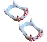 Denti di vampiro bambini con sangue - Denti di plastica bianca Spaventoso Halloween mostro lupo mannaro zombie denti per Dracula e Vampiro costumi