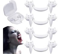 Denti di vampiro, zanne di vampiro denti, 4 pezzi retrattile zanne di vampiro, retrattile realistico vampiro zombie zanne, non graffiare le gengive telescopico denti zanne per Halloween Party