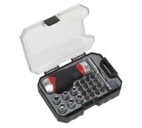 Denti Fini Cricchetto Cacciavite Bussola & Punta Set 24pc Stubby - Sealey