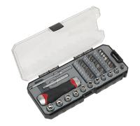 Denti Fini Cricchetto Cacciavite Bussola & Punta Set 38pc - Sealey AK64905 Nuovo