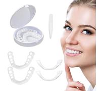 Denti Finti Dentiera Provvisoria, Protesi per Faccette, da Applicare da Soli, Superiore Inferiore Cosmetici Temporanee per Uomini e Donne,Denti Finti da Applicare da Soli Protesi Dentale,denti finti