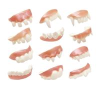 Denti Halloween Dentiera, 12 Pezzi di Zanne da Vampiro per Halloween, Divertenti Denti a Caschetto, Divertenti Denti Finti Orribili e Pazzi, Accessori per Feste in Maschera