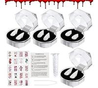 Denti Vampiro, 4 Coppie Denti da Vampiro, 4 Misure Vampiro per Halloween, Vampire Teeth con Colla Granulata Dentata, Canini da Vampiro, Dentiera Vampiro per Halloween Cosplay per Bambini e Adulti