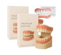 Dentiera premium, set di protesi in silicone morbido, kit di riparazione per protesi per uomini e donne, kit di protesi superiore e inferiore, vestibilità comoda (2 set)