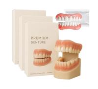 Dentiera premium, set di protesi in silicone morbido, kit di riparazione per protesi per uomini e donne, kit di protesi superiore e inferiore, vestibilità comoda (3 set)