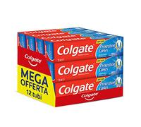 Dentifricio Colgate Protezione Carie con Calcio e Fluoro Attivo 12 Confezioni da 75 ml Rinforza i Denti, Rinfresca l'Alito con il Gusto Fresco della Menta