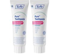Dentifricio TePe Pure, non aromatizzato, dentifricio molto delicato al fluoro per gengive molto sensibili e bocca secca, uso quotidiano, livello di fluoro adeguato all'età (Confezione da 2)
