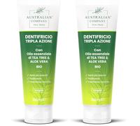 Dentifricio Tripla Azione in gel con Tea Tree Oil e Aloe Vera biologici, per un’igiene orale quotidiana 100 ml (Confezione da 2)
