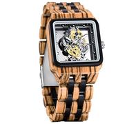 Dentily Orologio da uomo in legno leggero da uomo, analogico, al quarzo, in legno, Marrone nero