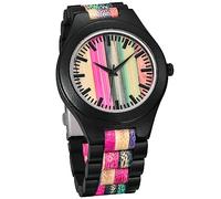 Dentily Orologio da uomo in legno leggero di bambù, analogico, al quarzo, da uomo, Nero e colorato, moderno