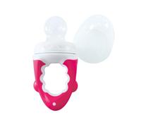 dentistar Ciuccio Bambino per Frutta & Verdura in Silicone - da 6+ mesi - 1 pcs. - Set da 5 Pezzi (Cappuccio protettivo, Ciucci, Rete, Anello a vite, Maniglia) - Senza BPA - Rosa