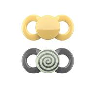 Dentistar® Day & Night Set da 2 ciuccio silicone - Taglia 3 da 14 mesi - Ciuccio neonato per denti e mascella - Ciuccio notte visibile al buio - Arancione e grigio con spirale - Made in Germany