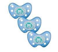 Dentistar® Night Set da 3 Ciuccetti in silicone che supportano dentizione e mascella - Taglia 3 dai 14 mesi - Ciuccio neonato luminoso al buio - Succhietto blu scuro con leone - Made in Germany