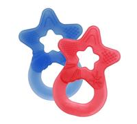 Dentistar Set da 2 Dentaruolo neonato - Ciuccio dentizione adatto a neonati e bambini a partire da 3 mesi - Ciuccio per gengive in silicone morbido con impugnatura - Made in Germany - Rosso & Blu