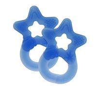 Dentistar Set da 2 Dentaruolo neonato - Ciuccio dentizione adatto a neonati e bambini a partire da 3 mesi - Ciuccio per gengive in silicone morbido con impugnatura - Made in Germany - Blu transparente