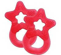 Dentistar Set da 2 Dentaruolo neonato - Ciuccio dentizione adatto a neonati e bambini a partire da 3 mesi - Ciuccio per gengive in silicone morbido con impugnatura - Made in Germany - Rosso