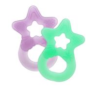 Dentistar Set da 2 Dentaruolo neonato - Ciuccio dentizione adatto a neonati e bambini a partire da 3 mesi - Ciuccio per gengive in silicone morbido con impugnatura - Made in Germany - Verde & Viola