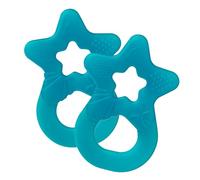 Dentistar Set da 2 Dentaruolo neonato - Ciuccio dentizione adatto a neonati e bambini a partire da 3 mesi - Ciuccio per gengive in silicone morbido con impugnatura - Made in Germany - Blu