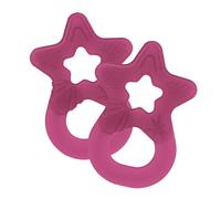 Dentistar Set da 2 Dentaruolo neonato - Ciuccio dentizione adatto a neonati e bambini a partire da 3 mesi - Ciuccio per gengive in silicone morbido con impugnatura - Made in Germany - Pink