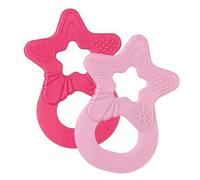 Dentistar Set da 2 Dentaruolo neonato - Ciuccio dentizione adatto a neonati e bambini a partire da 3 mesi - Ciuccio per gengive in silicone morbido con impugnatura - Made in Germany - Rosa & Pink